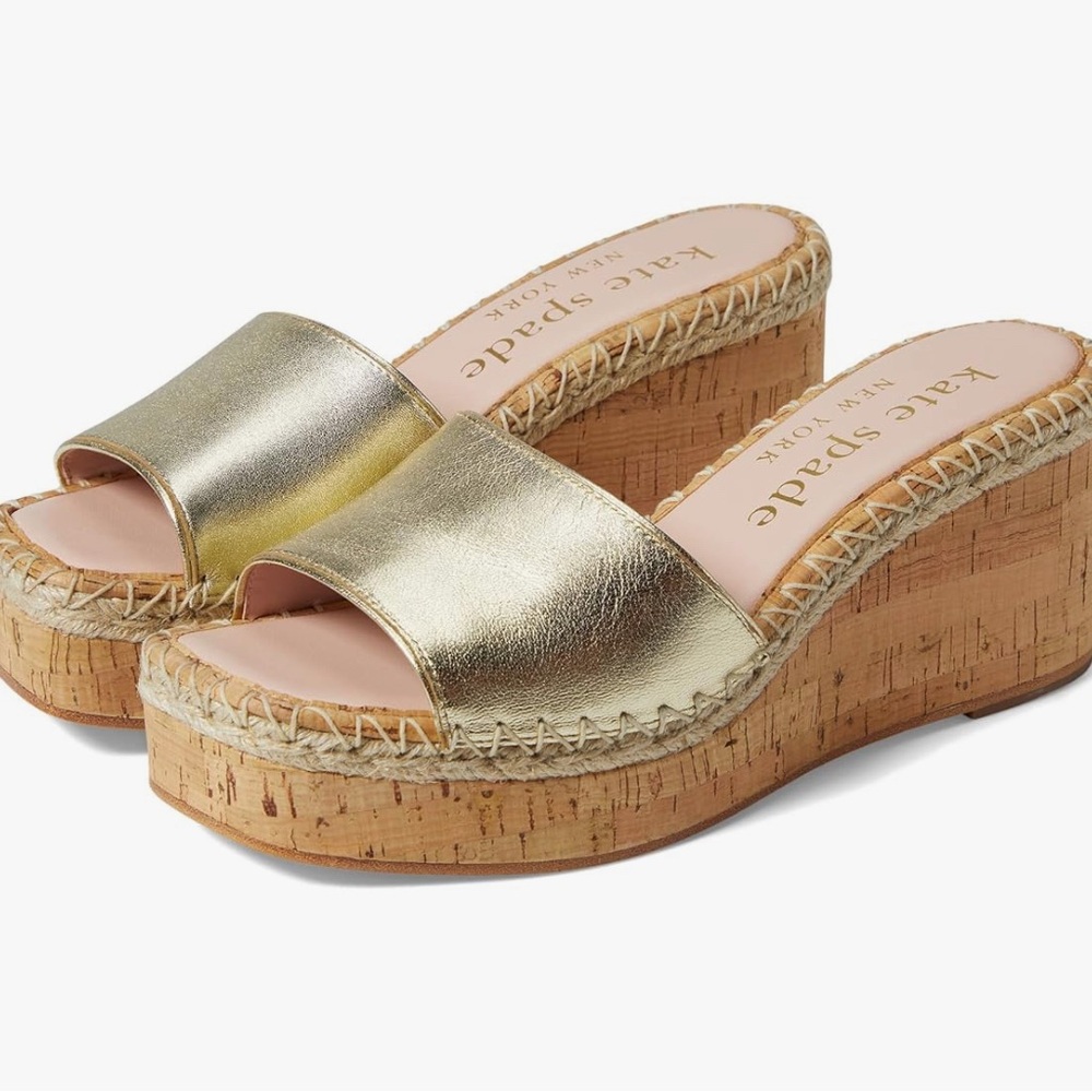 Kate Spade Women's Cosette Gold Slide Platform Wedges